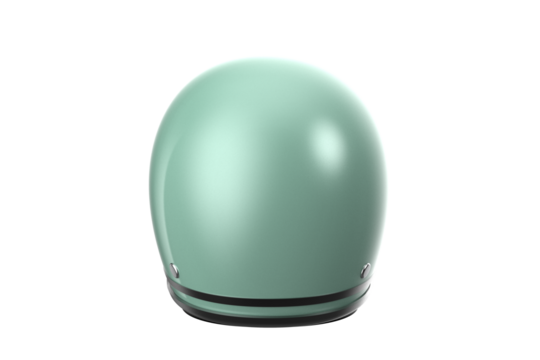 Stylish and Catchy Mint Green Retro Open Face Helmet PNG Cutout. Head Protection for Scooter, Motorcycle Riders. Ideal for Vintage Travel and Safety Design Concepts. Transparent Background.