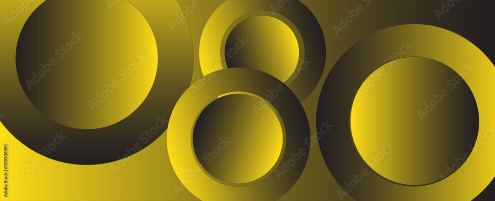 Poster abstract yellow background with circles. dynamic shapes composition.vectors eps 10