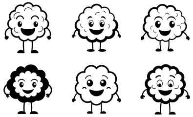 Cute cartoon food character in black and white variations.