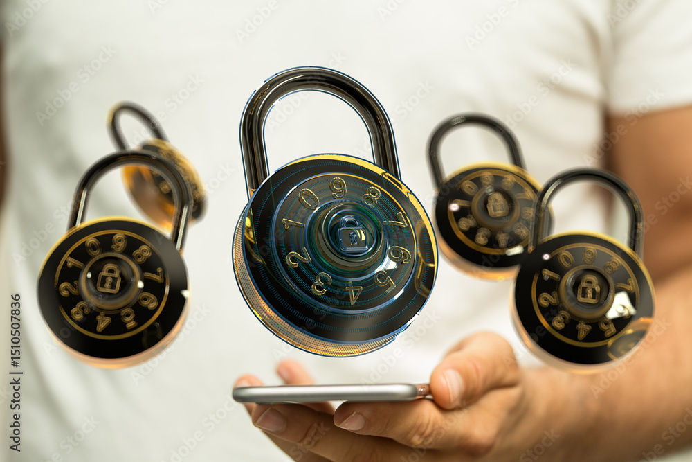 Aufkleber Protecting your data with strong passwords and multi-factor authentication.
