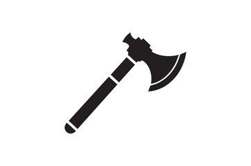 A black-and-white  axe  against a white background in a straightforward and inconspicuous vector silhouette