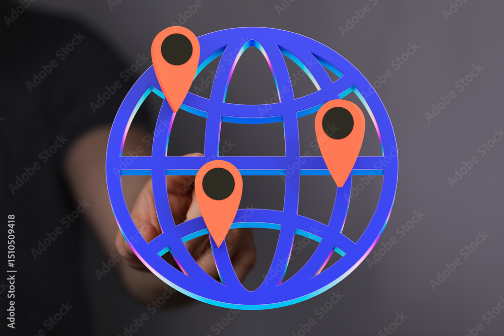 Aufkleber illustrative image of a global network with multiple location markers. perfect for technology, trave