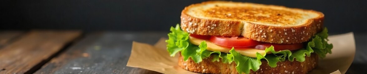 A delicious classic turkey sandwich on toasted bread with lettuce, tomato, and mayonnaise Perfect for lunch or a quick bite , breakfast, classic