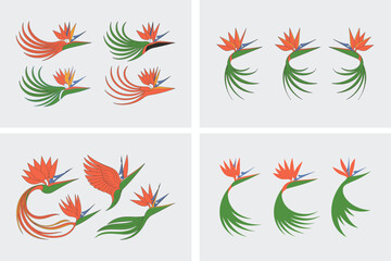 Colorful floral vector design elements with butterfly and leaf illustrations, perfect for spring decoration and logo patterns