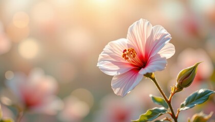 create a seamless digital illustration of a vibrant flower in full bloom, bathed in soft ivory tones and positioned under a radiant glow