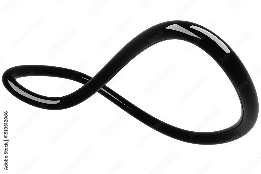 Aufkleber 3d shiny abstract shape object, 3d rendering glossy steel, sleek shape design element, futuristic, s
