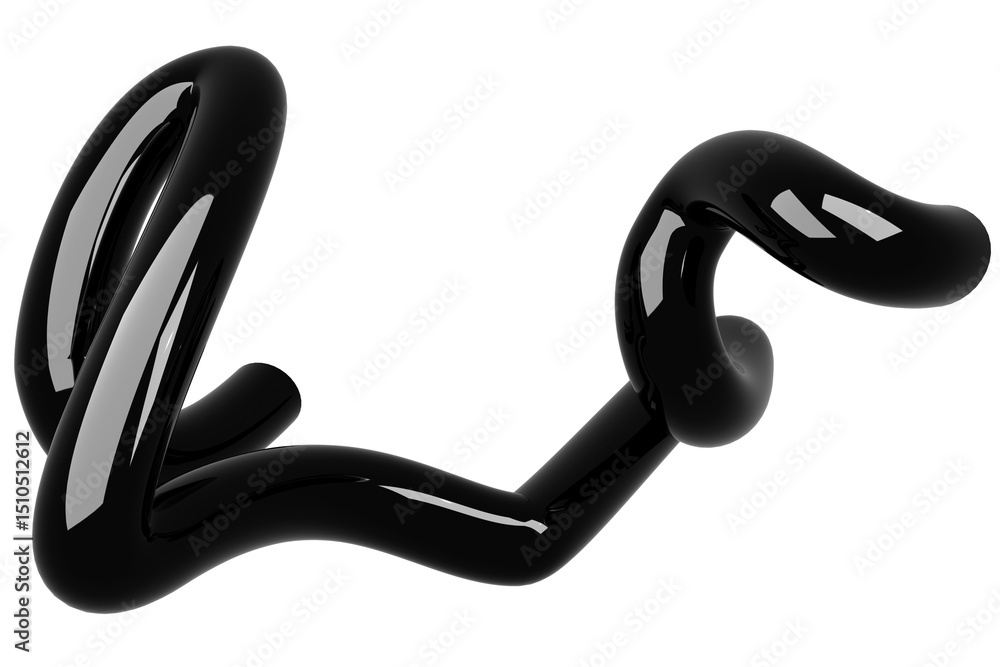 Aufkleber 3d shiny abstract shape object, 3d rendering glossy steel, sleek shape design element, futuristic, s