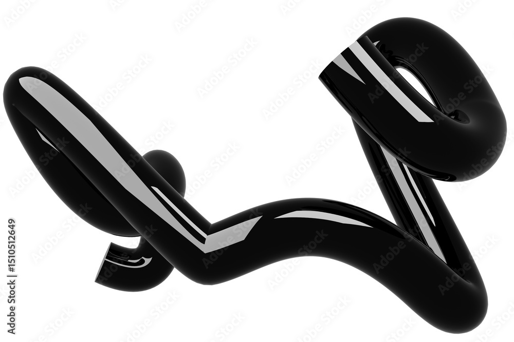 Poster 3d shiny abstract shape object, 3d rendering glossy steel, sleek shape design element, futuristic, s