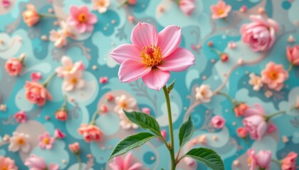 flower   seamless background   copy space at bottom subject: flower in full bloom   optimized for photo use   position the subject clearly with ample copy space   avoid trademarked terms