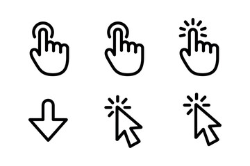 Obraz premium A Collection of Six Minimalist Hand and Cursor Click Icons Design Elements for Websites and Apps