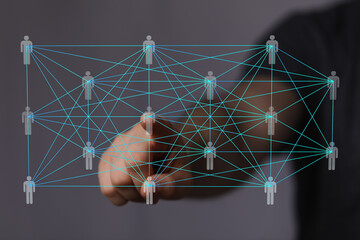 Illustrative image of a network, showing interconnected people.  Ideal for technology, social...