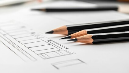 Colorful pencils on a desk in a creative workspace