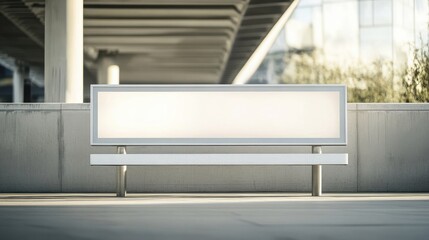 Modern city bench with blank illuminated billboard for advertisement