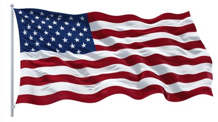 Fototapeta premium Waving american flag on a white background