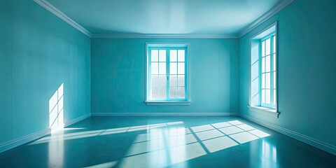 Surreal Light Blue Room, Window Shadow, Empty Space, Abstract Photography, Dreamlike Interior, Ethereal, Mystical,  Blue Room, Shadow Art, Surreal Art, Fantasy Interior