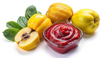 Surreal Quince Paste Photography: Top View, Isolated White Background, Delicious Sweet Treat