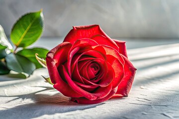 Surreal Red Rose Photography: Soft Light, White Background, Copy Space