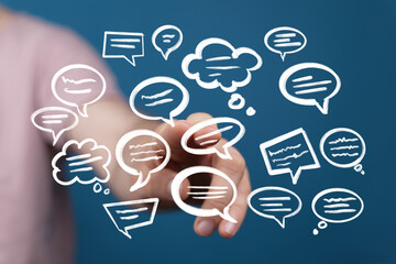 Abstract image depicting communication, social media, and online interaction.