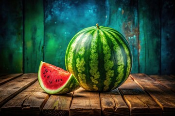 Surreal Watermelon Photography: Wooden Table, Juicy Summer Fruit, Fantasy Food Still Life