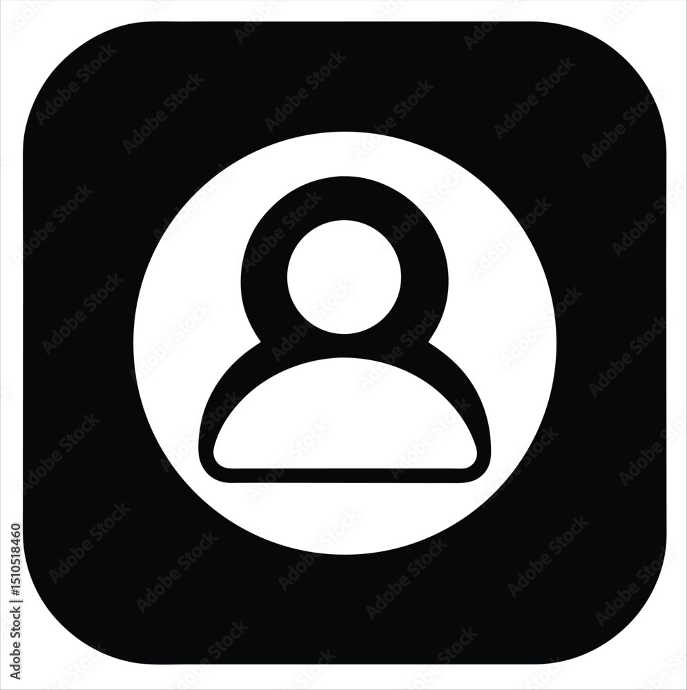 Poster rounded square user profile icon white graphics isolated on white background