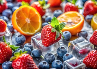 Tilt-Shift Photography: Fresh Fruits & Ice Cubes - Stunning Miniature Food Photography