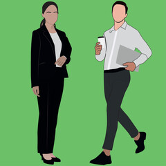 silhouette of business man and woman