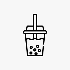 Fototapeta premium Bubble Tea Outline Icon - Boba Drink Graphic