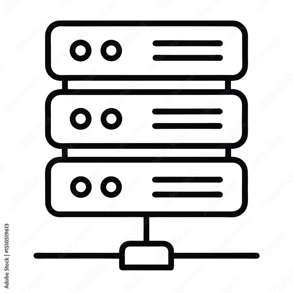 Poster server rack data center network technology icon