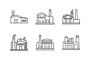 industrial building icon line art vector illustration