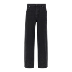 Black Denim Wide Leg Jeans ghost style isolated on white background front view