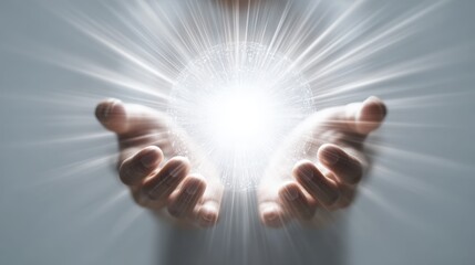 Glowing Energy Sphere Held in Hands in Abstract Concept