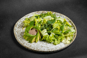 Salad with chickpeas, feta and avocado. healthy food. 