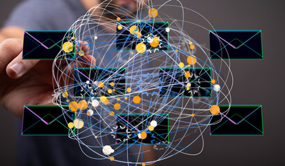 Visual representation of a worldwide email network, illustrating digital connections.