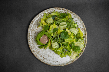 Salad with chickpeas, feta and avocado. healthy food. 