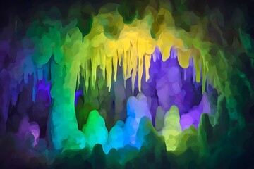 Obraz premium Abstract underground cavern with colorful formations
