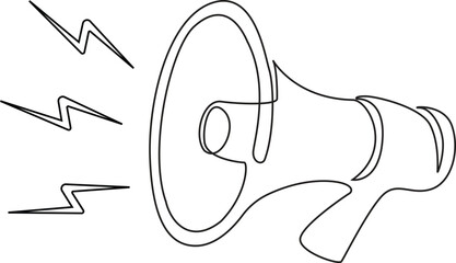 Public horn speaker in One continuous line drawing. Loudspeaker symbol of marketing promotion in simple linear style. Business concept for attention and job offer. vector illustration. Editable Stroke