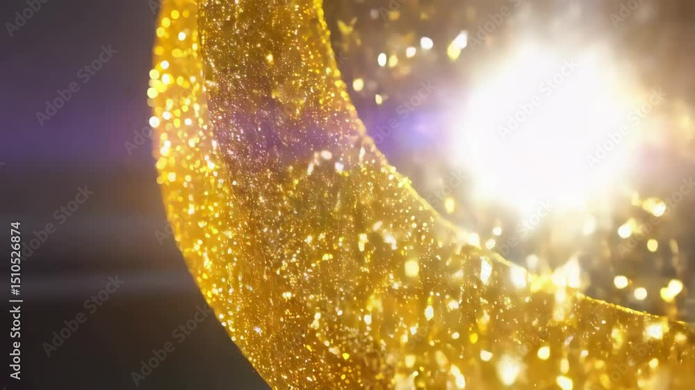 Poster golden glitter texture background with bokeh lights.