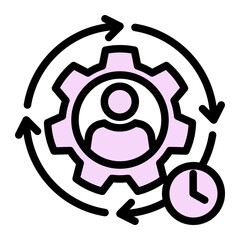 Fototapeta premium Workforce Utilization Icon - Glyph Color Lineal Style for Efficiency Metrics. (Glyph Color Lineal Style)