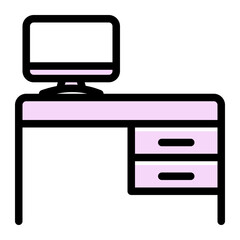 Modern Workspace Icon - Glyph Color Lineal Style for Office Productivity. (Glyph Color Lineal Style)