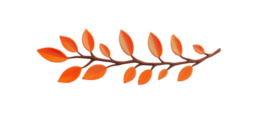 Orange Autumn Leaves Branch Isolated on White Background for Nature and Seasonal Themes in Graphic Design and Marketing