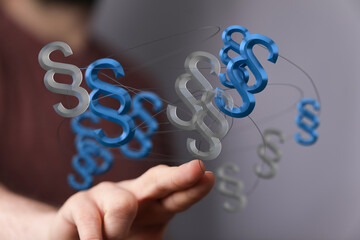 Abstract image of interconnected paragraph symbols, representing legal concepts, law, and...