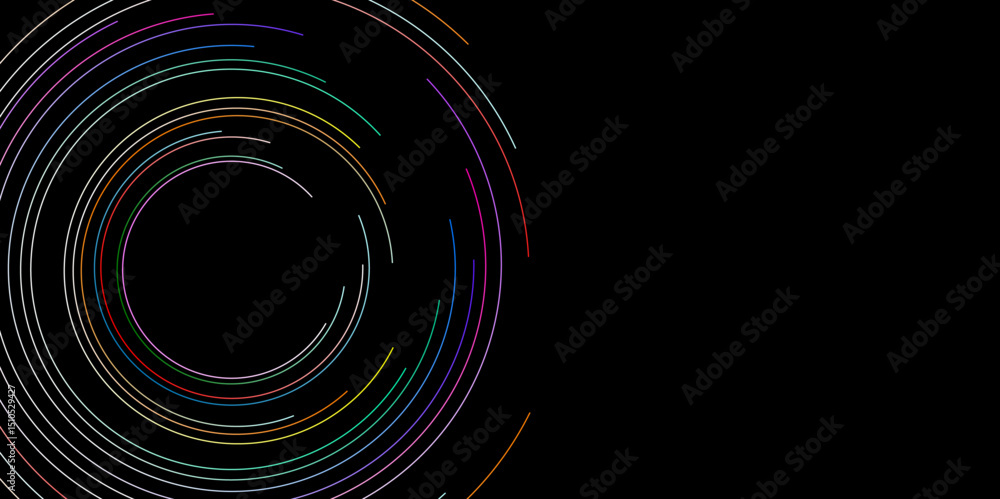 Poster abstract background with circular lines, technology futuristic template. modern shiny circle lines p