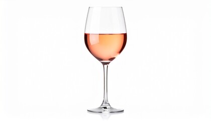 Side view of a rosé wine glass filled with pink-hued wine, set against an isolated white background. Ideal for elegant dining, summer vibes, wine tasting, and sophisticated drink themes.
