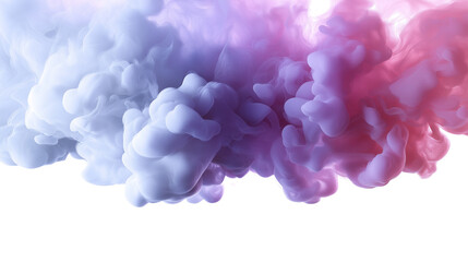 Fototapeta premium Abstract colorful ink blending smoothly in cloud formation isolated on white background