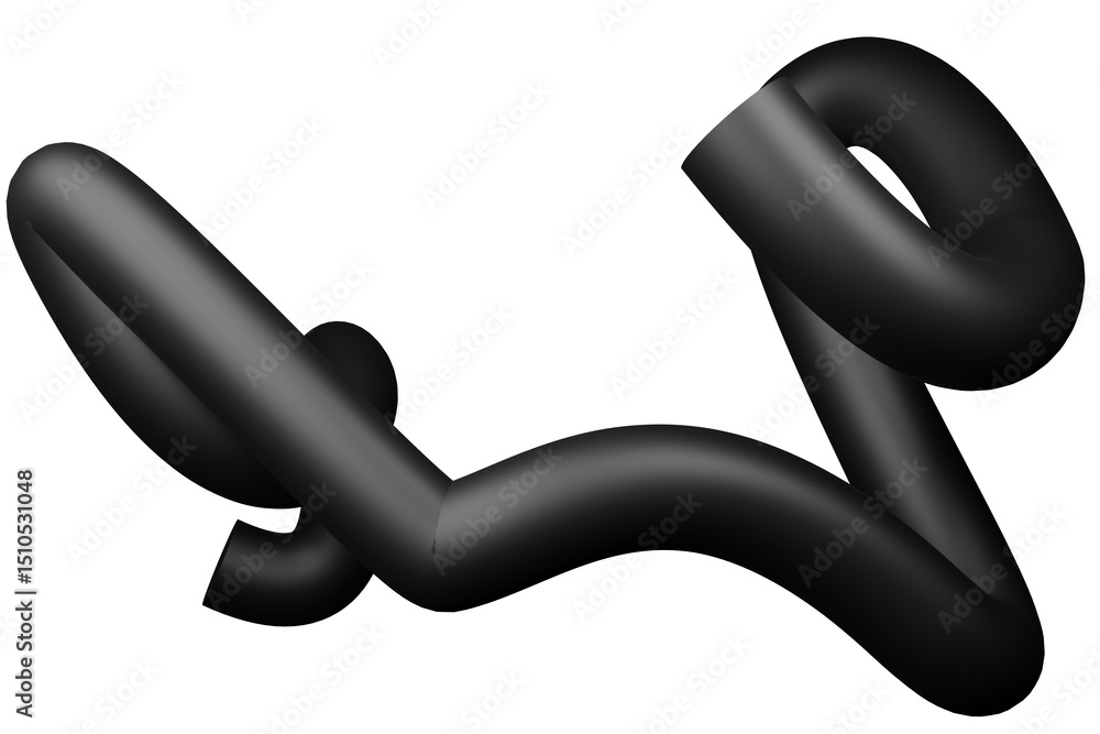 Poster 3d mat abstract shape object, 3d rendering black steel, sleek shape design element, futuristic, shin