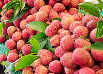 Fresh lychees ready for sale at the market