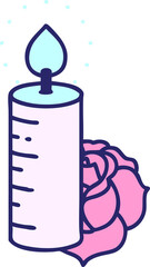 tattoo in traditional style of a candle and a rose