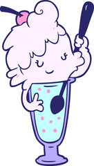 cartoon ice cream soda girl