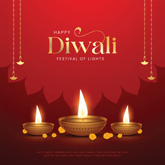 Happy Diwali - festival of lights colorful poster template design with decorative diya lamp. Indian festival of lights Happy Diwali, holiday Background.