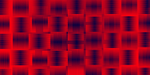 Abstract digital background with vibrant red and dark blue gradient, geometric grid pattern, modern optical illusion effect, tech-inspired texture.